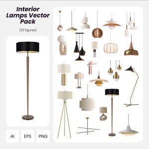 Interior Lamps Vector Pack: Architecture & Design Figures (AI, PNG, EPS Instant Download)