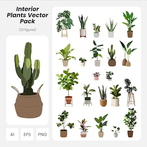 Interior Plants Vector Pack: Architecture & Design Graphics (AI, PNG, EPS) (Instant Download)