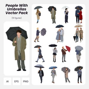 Umbrella People Vector Pack: Architecture & Design Figures (AI, PNG, EPS) (Instant Download)