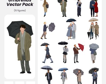 Umbrella People Vector Pack: Architecture & Design Figures (AI, PNG, EPS) (Instant Download)