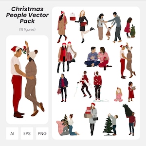 Christmas People Vector Pack: Architecture & Design Figures (AI, PNG, EPS) (Instant Download)