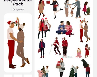 Christmas People Vector Pack: Architecture & Design Figures (AI, PNG, EPS) (Instant Download)
