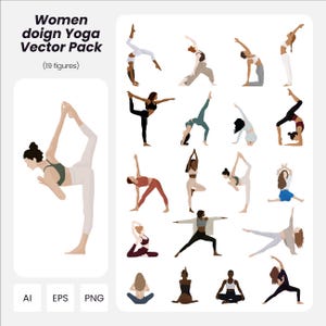 Yoga Women Vector Pack: Architecture & Design Figures (AI, PNG, EPS) (Instant Download)