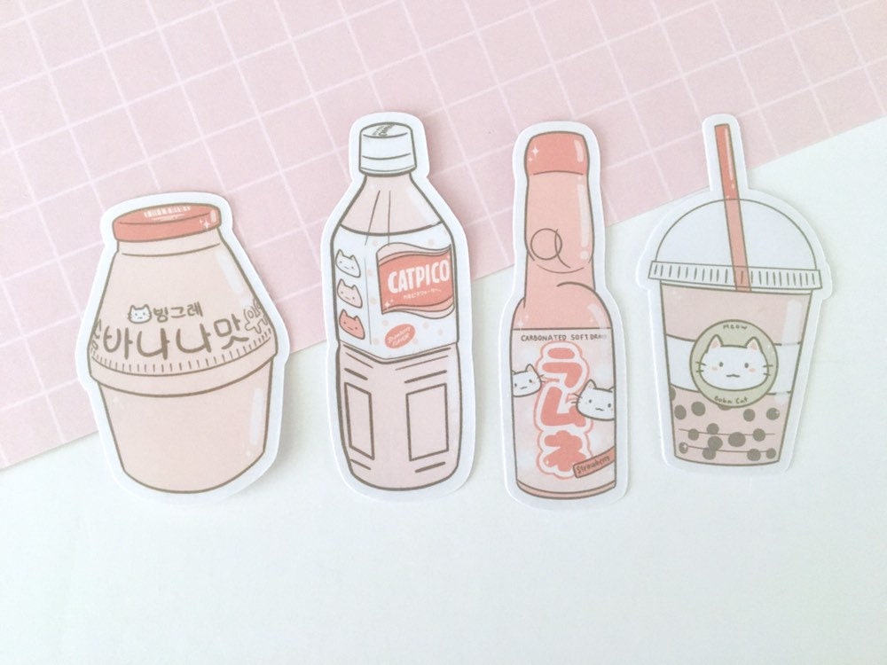 Aesthetic Strawberry Drinks Vinyl Stickers Etsy