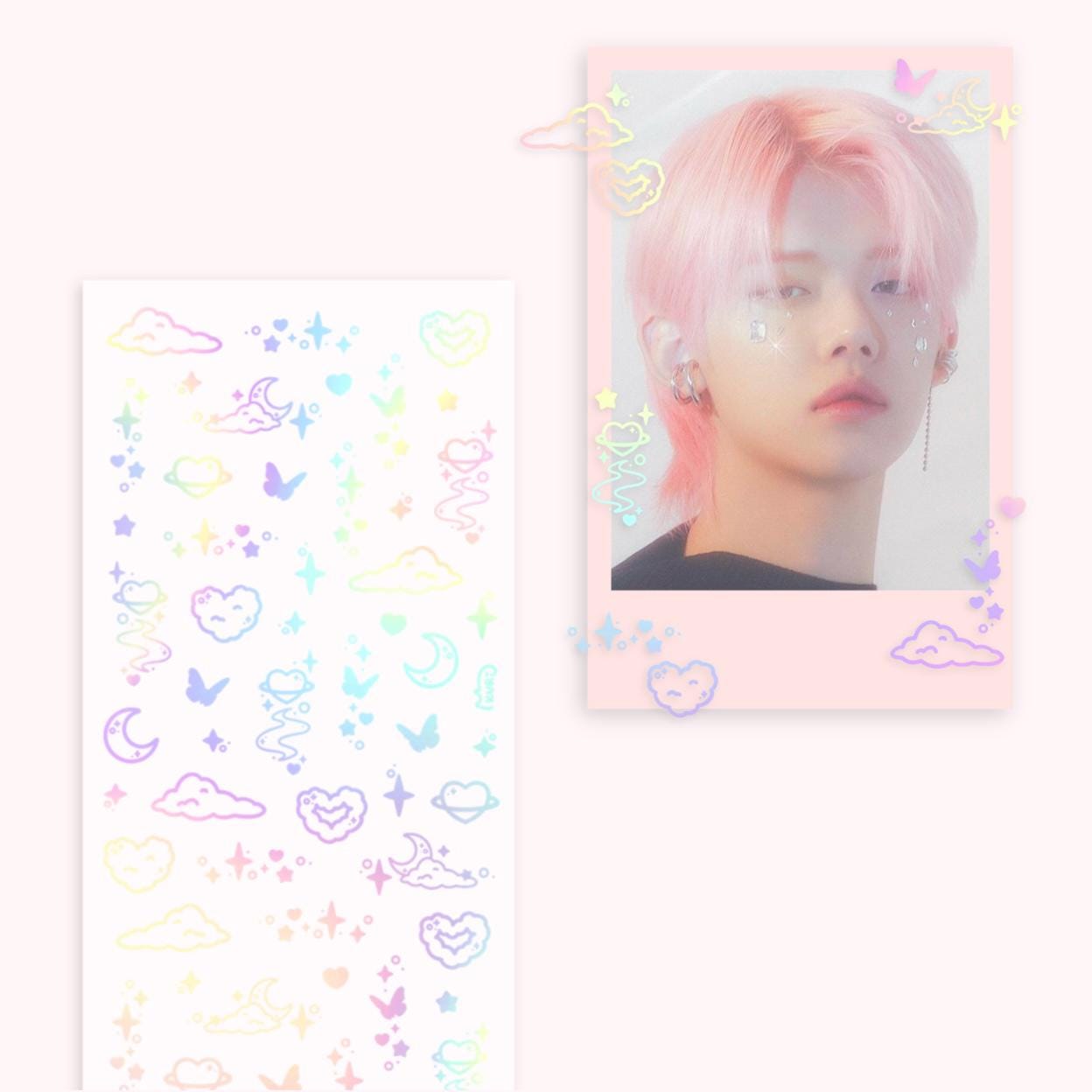 dreamy holo stickers⎜kpop, stickers, aesthetic,
