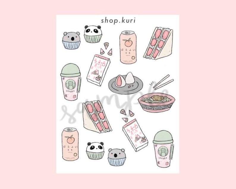 aesthetic japanese food sticker sheet etsy