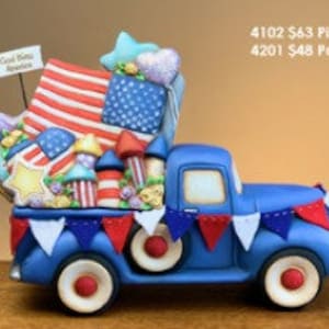 SALE Paint your own 4102 Patriotic for Pickup, 4 truck options, ceramic pottery bisque, unpainted ceramic, unpainted pottery