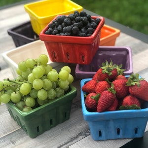 SALE Ceramic berry basket, berry box, fruit basket, berry box, colourful, custom, red, blue, purple, orange, pink, yellow, rainbow