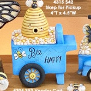 SALE Paint your 4315 Skep for Pickup 4”T x 4.5”W, 4 truck options, ceramic pottery bisque, unpainted ceramic