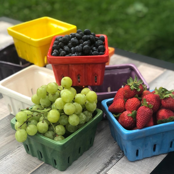 SALE Ceramic berry basket, berry box, fruit basket, berry box, colourful, custom, red, blue, purple, orange, pink, yellow, rainbow