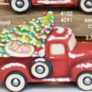 セール 4291 子猫 (子犬) 用クリスマス ピックアップ トラック用蓋をペイント 3.75 インチ (高さ) x 5.75 インチ (幅)、4 つのトラック オプション、陶器素焼き、未塗装セラミック