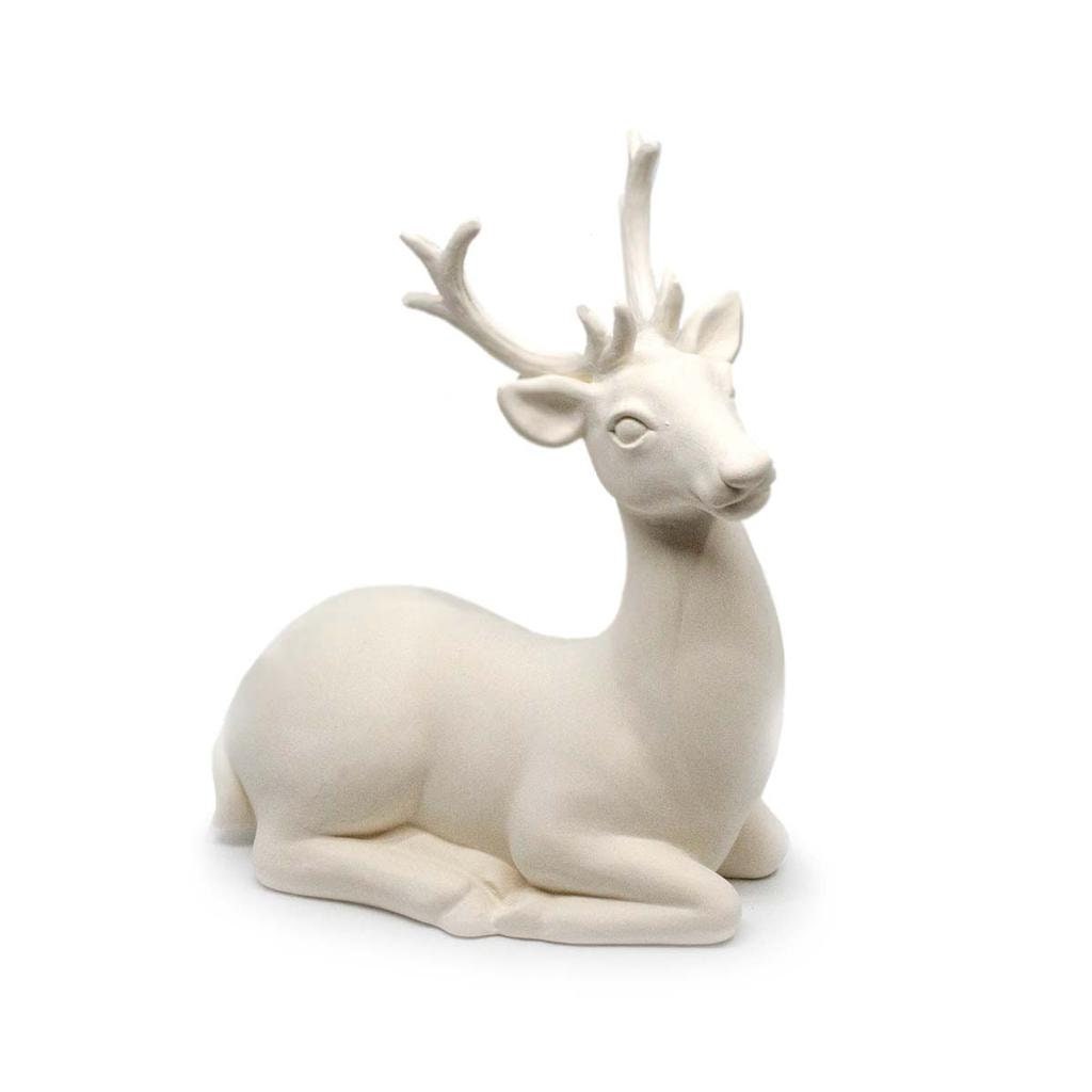 * pottery animal ❀ reindeer トナカイ READY TO SHIP Adorable 5387 Laying Reindeer 6.25L X 9H Paint Your