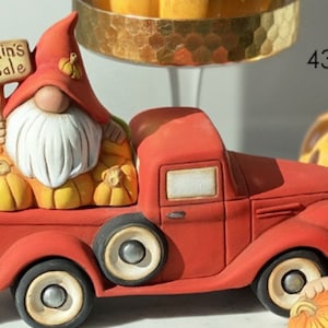 SALE Paint your 4367 PFS (Pumpkins for Sale) Gnome for Pickup 5”T x 4.75”W, 4 truck options, ceramic pottery bisque, unpainted ceramic