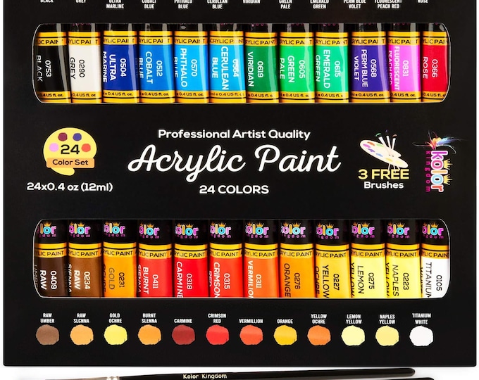 No Kiln Required Pottery Paint Acrylic Paint Set 24 Colors 0.41 Oz, 12