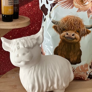 READY TO SHIP Adorable 7480 Highland Cow 5H x 5L  paint your own pottery, paint party, art party, unpainted ceramic