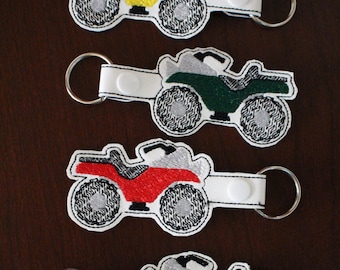 Four Wheeler / 4 wheeler / ATV / Key Chain / Embroidered Vinyl Key Fob / Handmade / Stocking Stuffer / Christmas Gift / Under 10