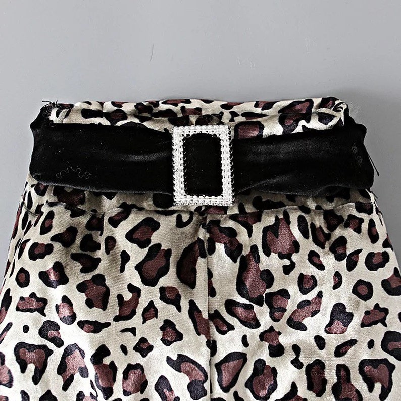 Beautiful Little Girl Leopard New Year Outfit Velvet Dress Set Etsy