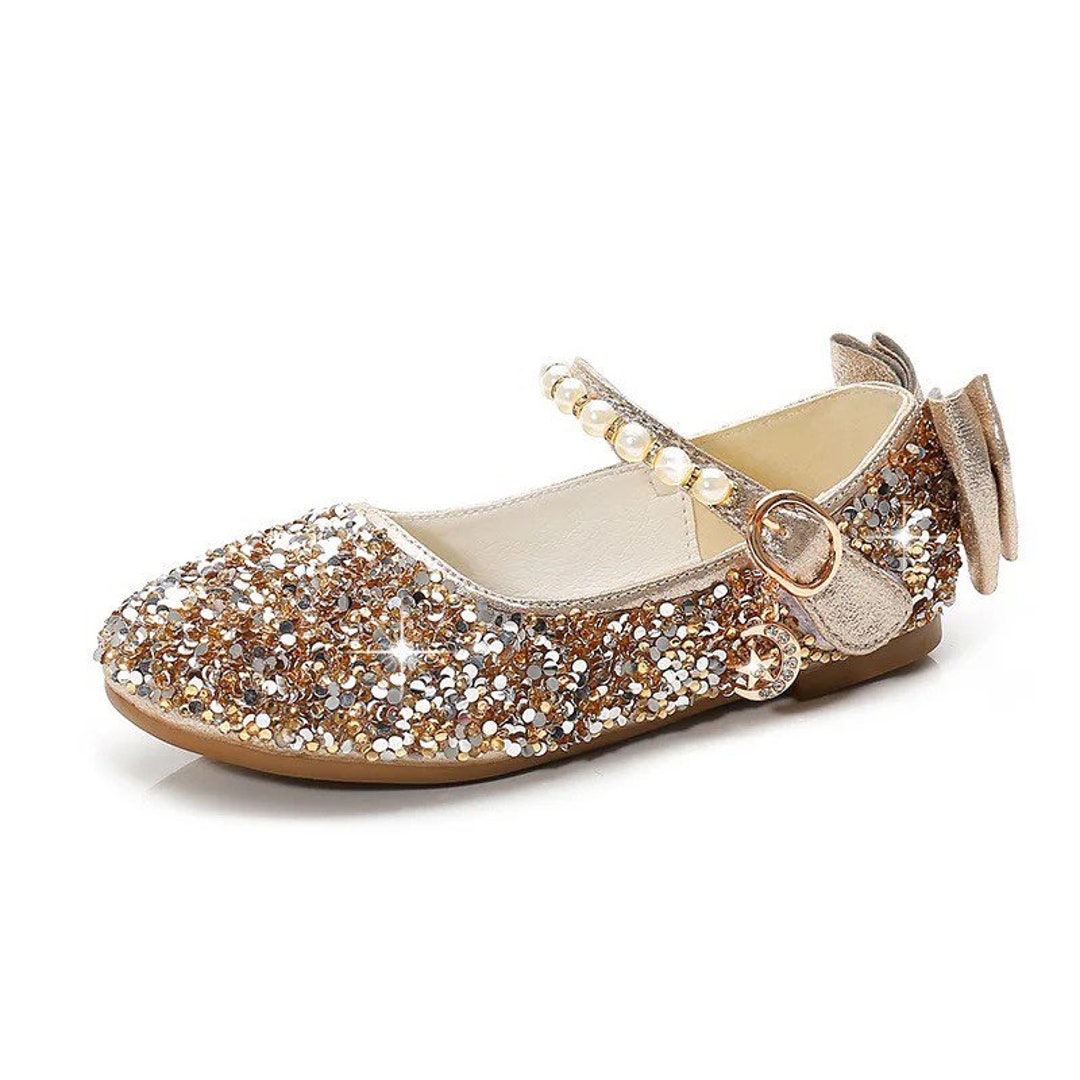 Fashion Girls Sequin Lace Bow Kids Shoes Girls Cute Pearl Etsy
