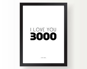 Citazione del film Avengers da parete (stampa digitale) - Ti amo 3000 - Tony Stark