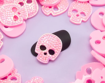 10 Miniature Light Pink Rhinestone Skull Cabochons, Resin Halloween Cabs, Shaker Mold Embellishments, Nail Art Charms, Slime, Haunted House