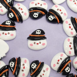 5 Resin Halloween Ghost With Witch Hat Cabochons, Fake Halloween Spooky Skull Resin Cabochons, Goth Ghost Cabs, Spooky Halloween Decorations