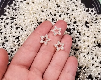 Ivory Resin Pearl Open Star Cabochons, Shaker Mold Resin Embellishment Cell Phone Deco, Shaker Bits, Star Cabs, Pick Your Amount