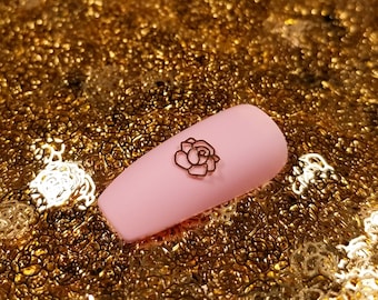 5mm Gold Toned Metal Rose Cabochons, Cute Nail Art Cabs, Charm Resin, Embellishment, Resin Charms, Resin Add-on, Kawaii Decoden Floral Cabs