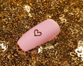 5mm Gold Toned Metal Heart Cabochons, Cute Nail Art Cabs, Charm Resin, Embellishment