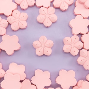 3 cabochons de fleur de sakura rose pastel, cabochons de flore en résine 18 mm, embouts d'embellissement de moule shaker, décoration, slime, fleurs de maison de poupée