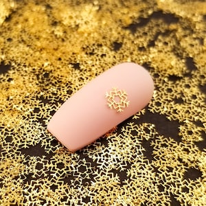 5mm Gold Toned Metal Snowflake Cabochons, Christmas Holiday Cute Nail Art Cabs, Resin Embellishment, Resin Shaker Bits