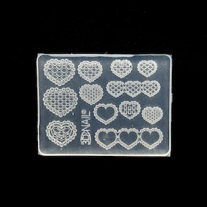 Miniature Nail Art Lace Doily Heart Cab Silicone Mold, Resin Casting Mold For UV Resin, Epoxy Nail Art Crafts, Valentines Nail Art, Gels