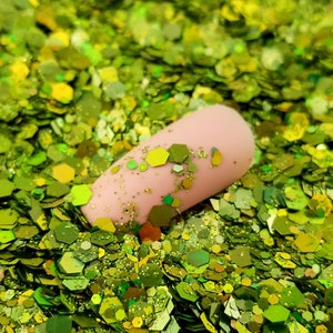 Spring Green Hex Mixed Size Iridescent Glitter, Resin Supplies Kawaii Decoden Glitter, Resin Embellishment, Slime Supplies, Nail Art Decoden