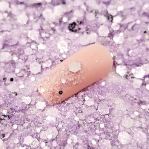 Lavender Silver Dream Hex Mixed Size Iridescent Glitter, Resin Supplies Kawaii Decoden Glitter, Resin Embellishment, Slime Supply, Nail Art