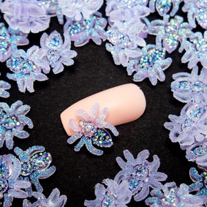 10 Miniature Purple Rhinestone Spider Cabochons, Resin Bug Cabochons, Shaker Mold Embellishment Bits, Nail Art Decoration, Slime, Dollhouse