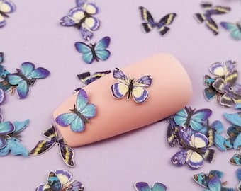 9mm Assorted Blue Butterfly Paper Cabochons, Cutout Shaker Mold Embellishment Shaker Bits, Kawaii Nail Butterflies, Tiny Butterflies