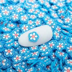 5mm Blue Flower Polymer Clay Fake Sprinkles, Summer Nails, Plastic Flower add-ins, Mold Embellishment Shakers, Nail Art, Dollhouse Cab
