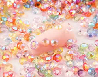 4mm Pastel Rainbow Transparent AB Jelly Resin Micro Rhinestone, Nail Art Cabochon, Manicure Gems Crafting, Tumbler Gems, Diamond Shaker Bits
