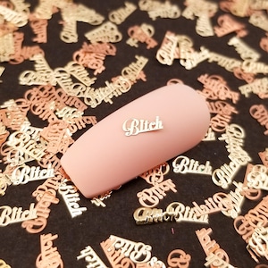 6mm Gold Toned Metal Kawaii Bitch Word Cabochons, Cute Nail Art Cabs, Resin Charms, Bitch Resin Shaker Embellishments afbeelding 1
