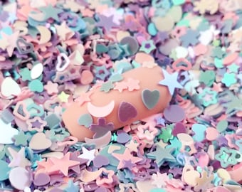 Candy Floss Daydream Mixed Shape Iridescent Glitter, 3-6mm Resin Supplies Kawaii Glitter, Resin Embellishment, Slime Supplies Nail Art Deco