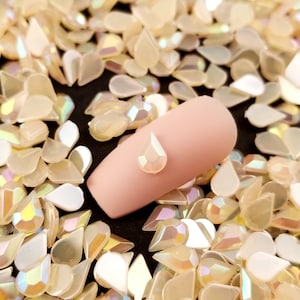 100 6mm AB Jelly Opal Orange Iridescent Pastel Rainbow Teardrop Gem Rhinestone Resin Cabochon, Shaker Mold Embellishment Shaker Bits