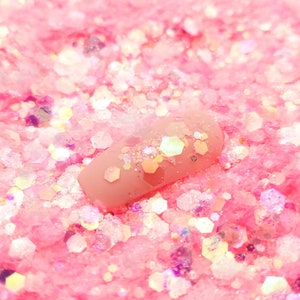 Pink Hex Mixed Size Iridescent Glitter, Resin Supplies Kawaii Decoden Glitter, Resin Embellishment, Slime Supplies, Nail Art Decoden