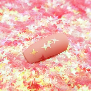 Dreamy Pink Clear Iridescent Star Glitter, 2-5mm Resin Supplies Kawaii Decoden Blue Glitter, Epoxy UV Resin Embellishment, Nail Art