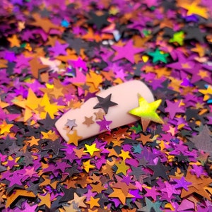 Halloween Holographic Mixed Star Iridescent Glitter, Resin Supplies Glitter, Epoxy UV Resin Embellishment, Slime Nail Art, Star Glitter
