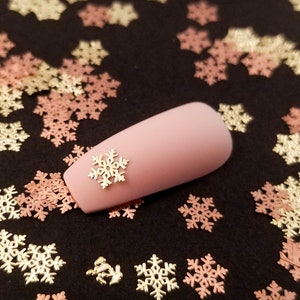 6mm Gold Toned Metal Snowflake Christmas Cabochons, Cute Nail Art Cabs, Charms, Winter Holiday Frozen Resin Shaker Embellishments
