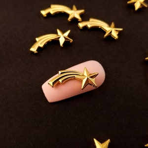 20mm Gold Toned Metal Shooting Star Cabochon, Nail Art Cabs, Space Resin Embellishment Floating Charm Shaker Resin Add-on, Jewelry Galaxy