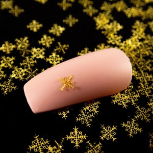 4mm Gold Toned Metal Delicate Snowflake Cabochons, Christmas Holiday Cute Nail Art Cabs, Resin Embellishment, Resin Shaker Bits