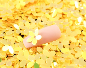 Yellow Flower Blossom Iridescent Flower Sequins Glitter, 10mm Resin Supplies Glitter, Resin Mold Embellishment, Slime, Nail Art Glitter