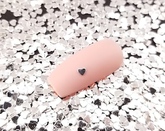 2mm Silver Toned Metal Heart Cabochons, Cute Nail Art Cabs, Charm Resin, Nail Art Resin Embellishment, Resin Shaker Bits