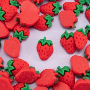 10 cabochons miniatures de fraises rouges, cabochons de fruits en résine, embouts shaker pour embellissement de moules, fournitures en pâte polymère, cabines de poupée slime