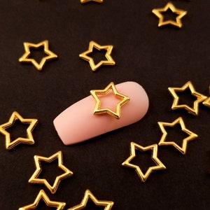 10 Gold Toned Metal Star Cabochon, 10mm  Nail Art Cabs, Space Resin Embellishment Floating Charm Shaker Resin Add-on, Jewelry Galaxy